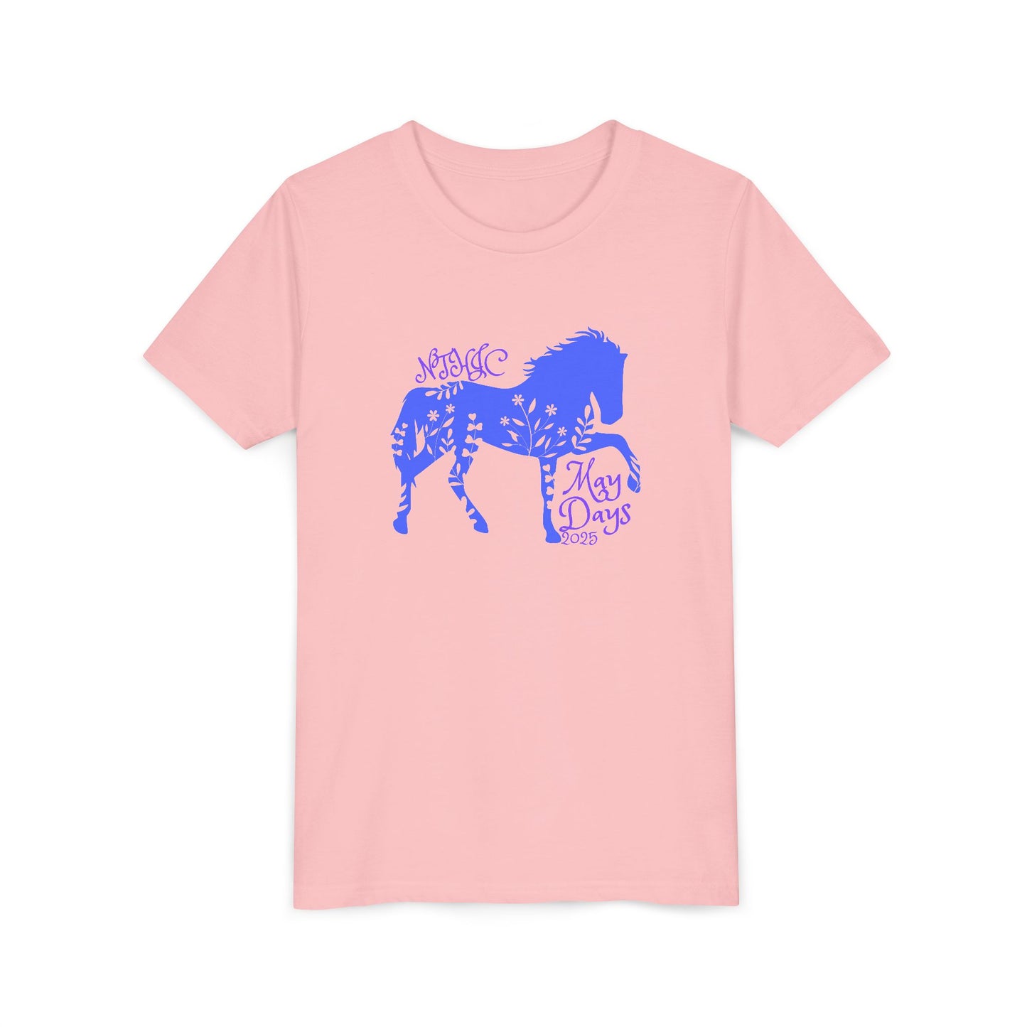 May Days Youth Tee - Blue Floral Horse Design