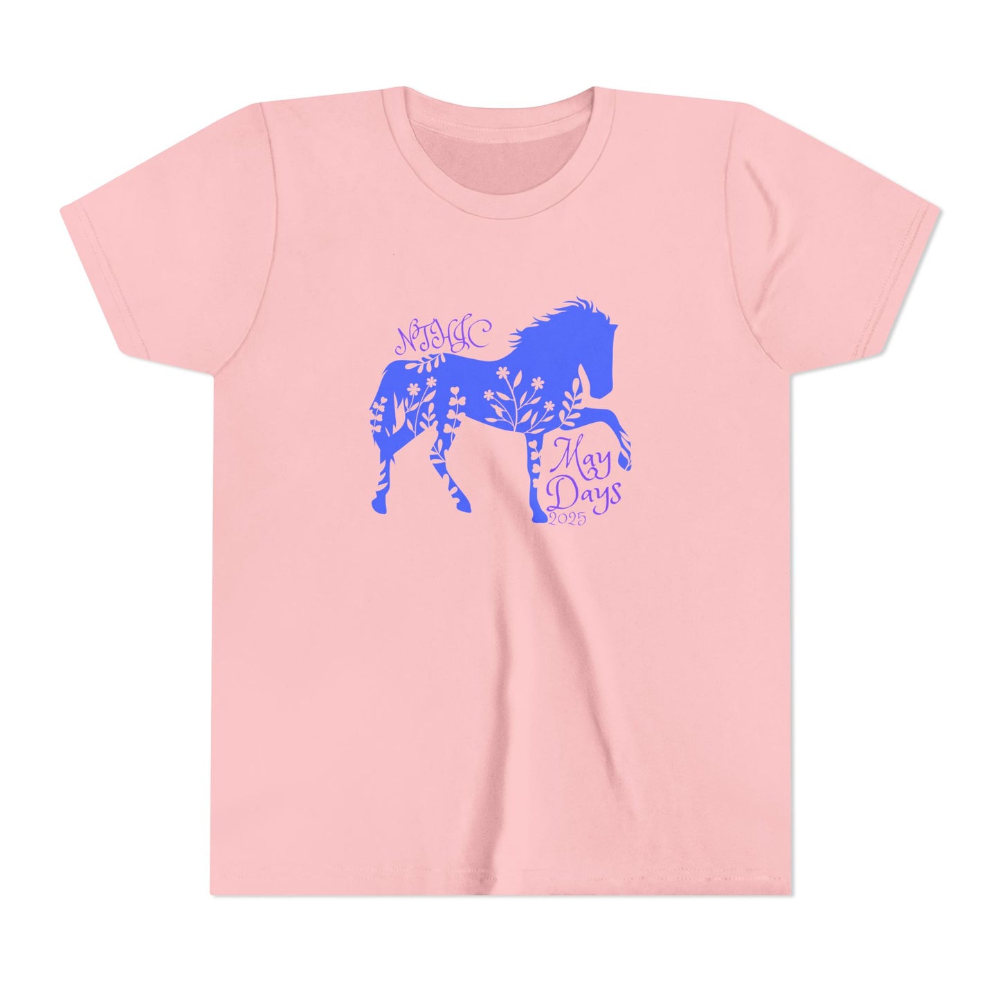 May Days Youth Tee - Blue Floral Horse Design