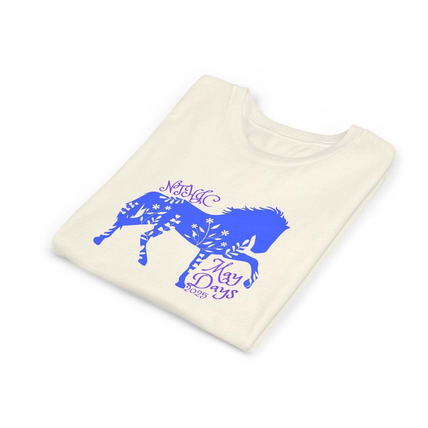 May Days Youth Tee - Blue Floral Horse Design