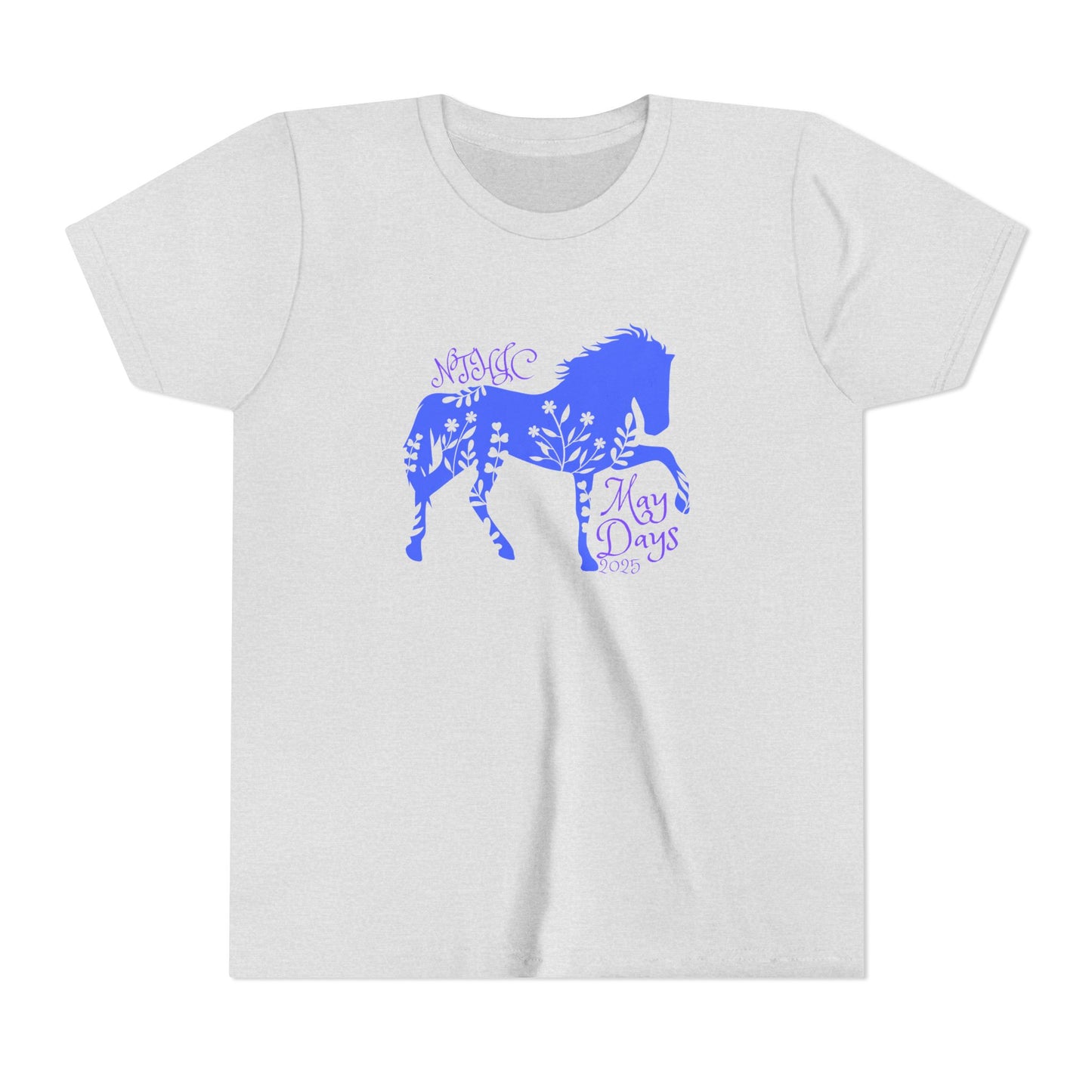 May Days Youth Tee - Blue Floral Horse Design