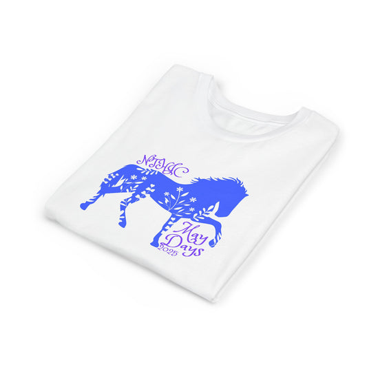 May Days Youth Tee - Blue Floral Horse Design